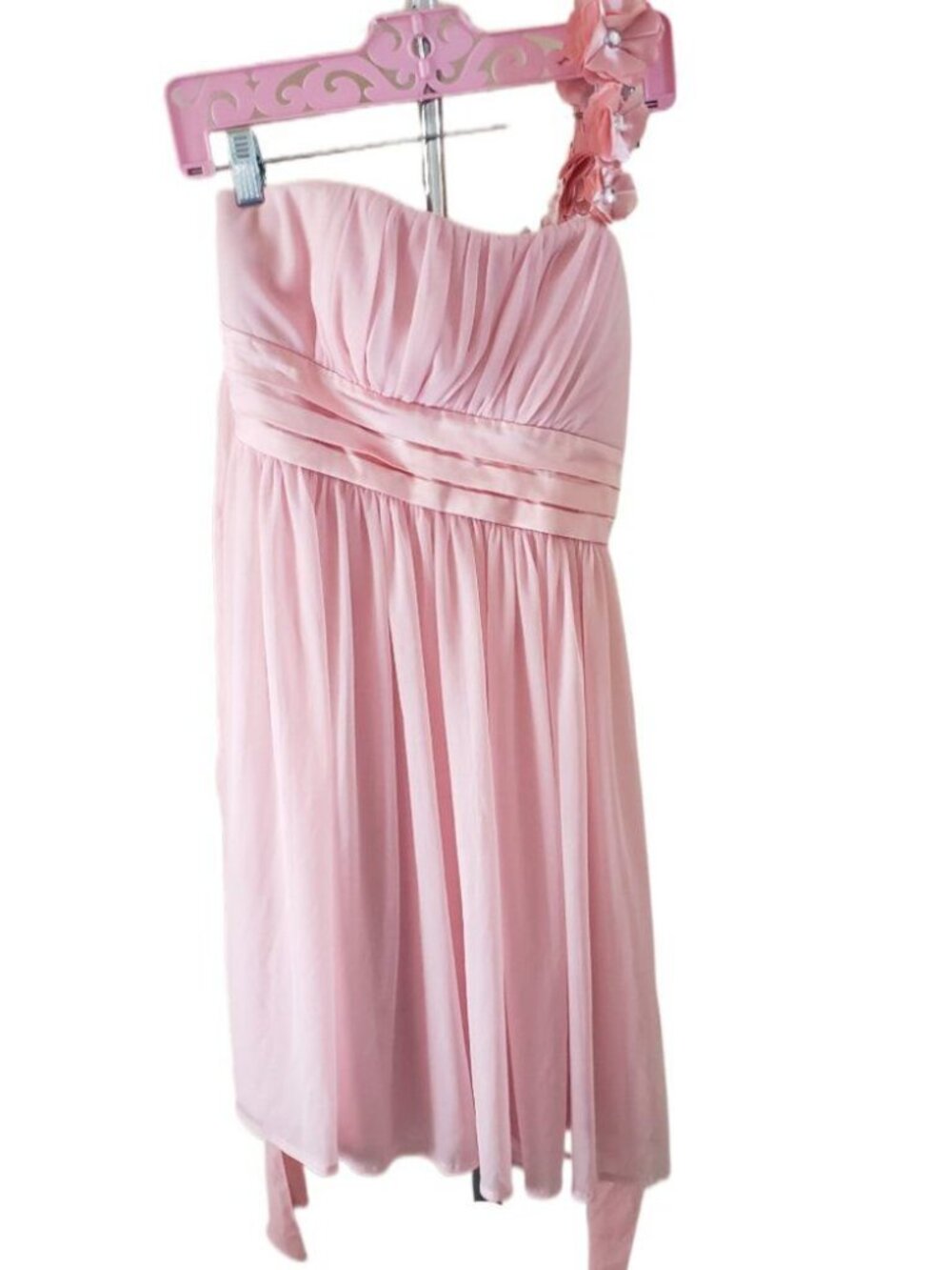 Sequin Hearts Pink One Shoulder Dress